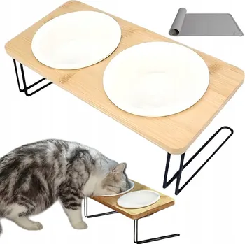 Miska pro psa MISKA PRO PSA KOČKU NA STOJANU DVOJITÁ MISKA VELKÁ + PODLOŽKA