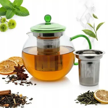 Konvice na čaj SKLENĚNÁ KONVICE 1,2L SPAŘOVACÍ JEDNOTKA S FILTREM NA ČAJ KÁVU PRŮHLEDNÝ