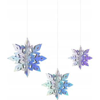 Vánoční dekorace DEKORATIVNÍ ZÁVĚSNÉ OZDOBY SNĚHOVÉ VLOČKY DUHOVÉ, 6 KS