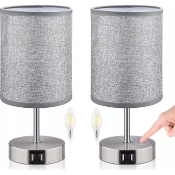 Lampička 2x NOČNÍ LAMPA DOTYKOVÁ MODERNÍ STOLNÍ LED LAMPA SE 2 USB PORTY