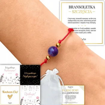 Náramek Náramek Ametyst, přírodní kámen, na šňůrce z kamenů KailaArt