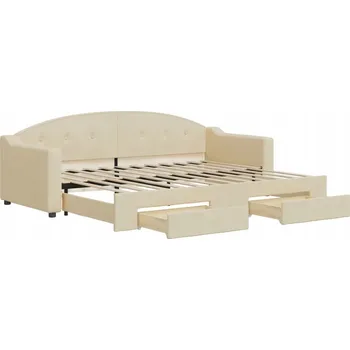 Pohovka Krémová rozkládací pohovka 2v1 se zásuvkami 223 x 90 x 75 cm