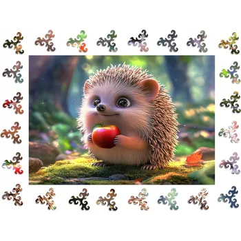 Obraz Puzzle Dřevěné Premium Ježek Malý Kamarád Lesa 1Puzzle Dárek Krásné