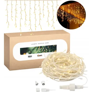 Vánoční dekorace Vánoční světýlka rampouchy na kabelu 20 m teplá barva