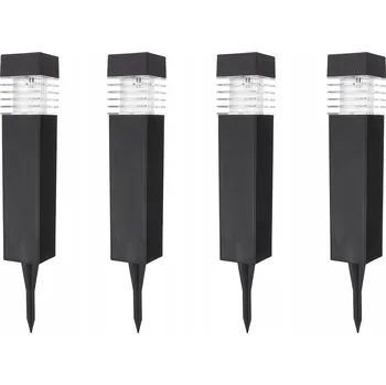 Venkovní osvětlení KELTiN SADA 4 KS SOLÁRNÍ ZAHRADNÍ LAMPA ZAPICHOVACÍ DO ZEMĚ 6x6x40 cm K02029