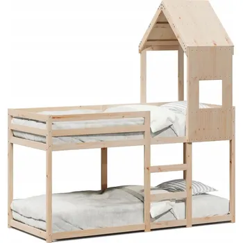 Dětská postel Patrová dětská postel s domečkem, borovice, 205,5 x 85,5 x 112 cm