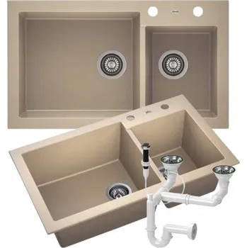 Granitový dřez Granitový dřez ZEUS dvoudílný béžový