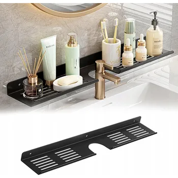 Drátěná police Koupelnová Polička Organizér do Koupelny Polička do Sprchy 60x10 cm Černá