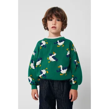 Chlapecká mikina Dětská bavlněná mikina Bobo Choses La Oca 225AC037 zelená 79X, vel. 135/148