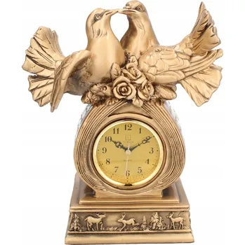 Hodiny LIVELLO Stolní krbové hodiny keramické retro zlaté 29 cm PÁR HOLUBIC