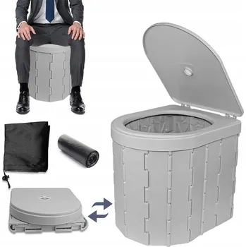 WC sedátko CESTOVNÍ SKLÁDACÍ WC SEDÁTKO ŠEDÉ S 15 UBROUSKY