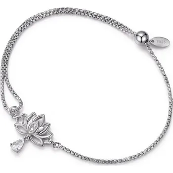 Náušnice B-TOP Jemný stříbrný náramek s lotosem a zirkony - Stříbro 925