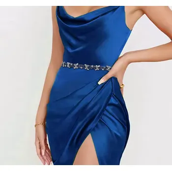 Opasek B-TOP Elegantní tmavě modrý štrasový pásek ke slavnostním šatům