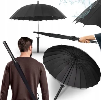 Deštník AUTOMATICKÝ DEŠTNÍK SAMURAJSKÝ MEČ KATANA ANIME NINJA PEVNÝ + POUZDRO