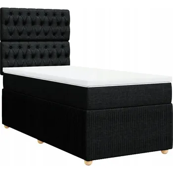 Postel Kontinentální postel 200 x 90 x 140,5/150,5 cm, černá, s matrací a topperem