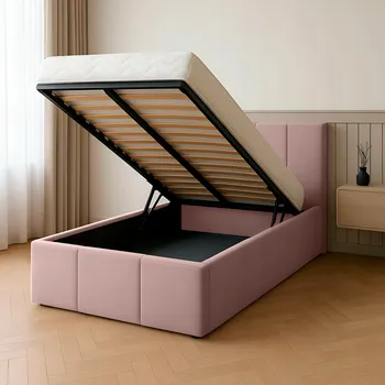 Postel Čalouněná dvoulůžková postel Mabeno 90x200 růžová