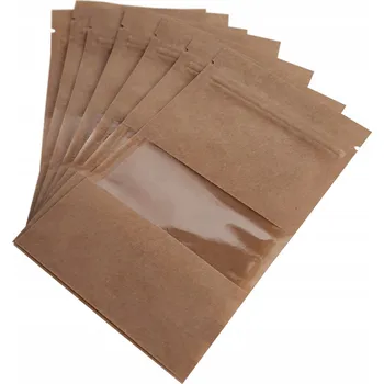 Sáček na potraviny Papírový Sáček s Okénkem Doypack Malý se Zipem 100ml 100 Ks