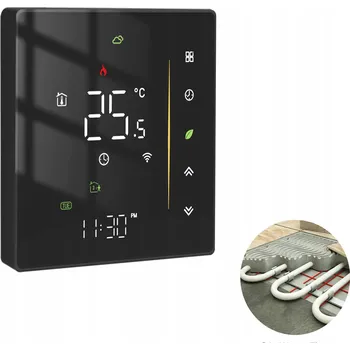 Termostat Chytrý termostat WiFi Tuya Programovatelné podlahové topení černý