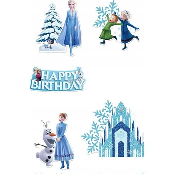 Jedlá dekorace na dort Dekorace na dort Zápich Ledové Království dekorace k narozeninám Lahe