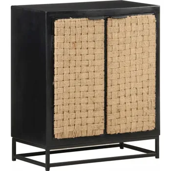 Komoda Černá dřevěná boční skříňka z masivního mangového dřeva, 60 x 35 x 70 cm
