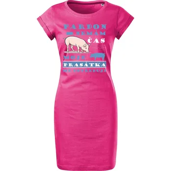 Dámské šaty Bavlněné letní šaty Nemám čas prasátka Velikost: XL, Barva: Purpurová