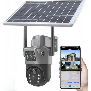 IP kamera Solární venkovní kamera se dvěma objektivy 4K HD 8MP, SIM karta 4G LTE