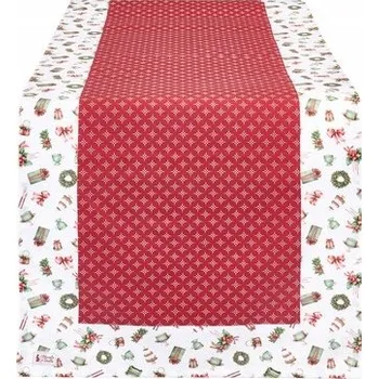 ubrus Vánoční běhoun na stůl Bavlna Červený 50 cm x 150 cm.