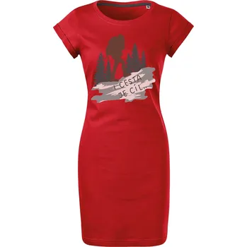Dámské šaty Bavlněné letní šaty I cesta je cíl Velikost: S, Barva: Červená