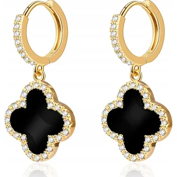 Náušnice Zlaté visací náušnice, malé kruhové náušnice s jetelem pozlacené 14K zlatem