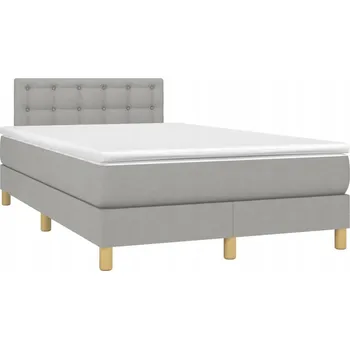 Postel Kontinentální postel světle šedá 193 x 123 x 78/88 cm s matrací 120 x 190 x