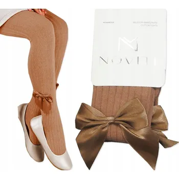 92-98 Bavlněné Punčocháče s žebrováním a MAŠLÍ, Noviti N18 mokka