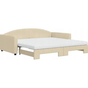 Pohovka Krémová rozkládací pohovka s funkcí spaní 223 x 110 x 75 cm