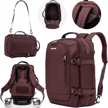 Městský batoh BATOH WINGS PŘÍRUČNÍ ZAVAZADLO 40x25x15 cm 21L SKY001 MAROON (Vínová)