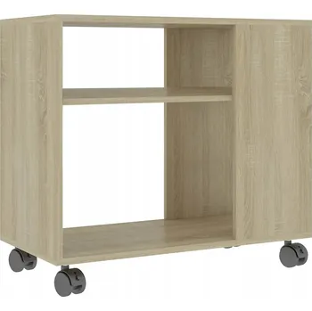 Konferenční stolek Odkládací stolek s poličkami na kolečkách, dub sonoma, 70x35x55 cm