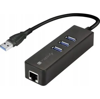 USB hub Síťová karta / Adaptér Techly USB 3.0 na Gigabit RJ45 Hub 3x USB