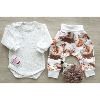 Kojenecká souprava AMÁLKA Souprava pro miminko s kalhotami, lesní zvířátka Velikost: 86