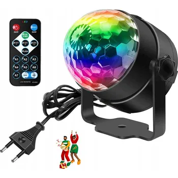 IP kamera MINI DISCO EFEKTOVÁ LAMPA S DÁLKOVÝM OVLÁDÁNÍM, ZVUKOVĚ AKTIVOVANÁ, OTOČNÁ