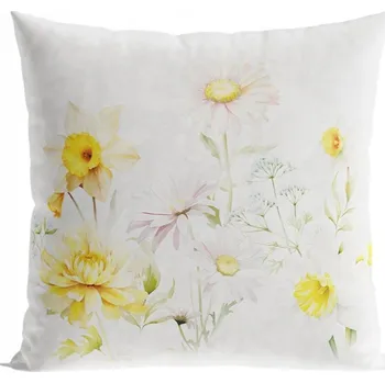 Polštář Dekorační povlak na polštář 40x40 velvet Jarní louka květiny