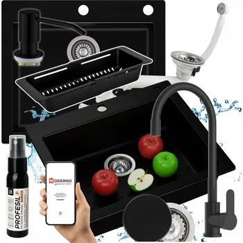 Granitový dřez Jednokomorový granitový dřez Moderno Annie černý