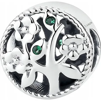 Přívěsek Přívěsek CHARMS STŘÍBRO 925 Strom Života Štěstí Květy Zelené Zirkony