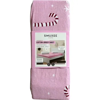 Prostěradlo Vánoční prostěradlo s gumou 160x200 bavlna růžové CUKROVÉ HOLE