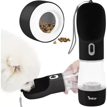 Péče o srst a drápky Cestovní láhev na vodu pro psy s miskou na pamlsky