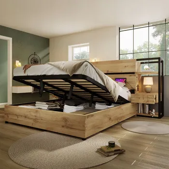 Postel Jednolůžková dřevěná postel Arhatreya 160x200 cm dub