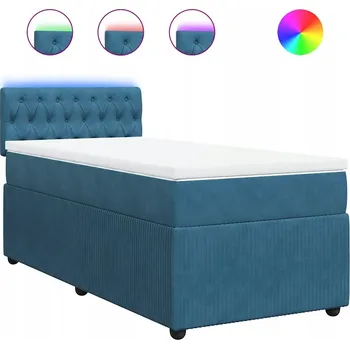 Postel Kontinentální postel s LED osvětlením, modrá, 190 x 90 x 100,5 cm, matrace 90 x 19