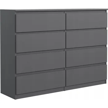 Komoda Prostorná Velká Komoda 8 Zásuvek 100cm Antracit do Obývacího Pokoje Ložnice Od