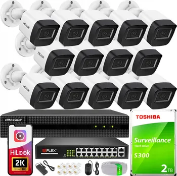 IP kamera IP Monitorovací Sada Hikvision 14 Kamer 2K Detekce Pohybu Vzdálený Přístup 24/7