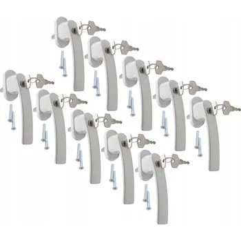 Okenní klika 10x BÍLÁ OKENNÍ KLIKA SE ZÁMKEM A KLÍČEM