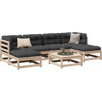 Zahradní nábytek z dřeva VidaXL, šedá souprava 7 ks