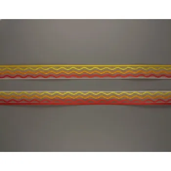 Stuha Plátnová stuha se vzorem a drátem, 40mm, červeno-oranžová