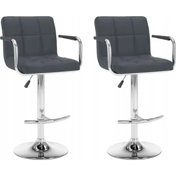 Barová židle Sada 2 Barových Židlí s Nastavitelnou Výškou, Umělá Kůže, Šedá, 46x